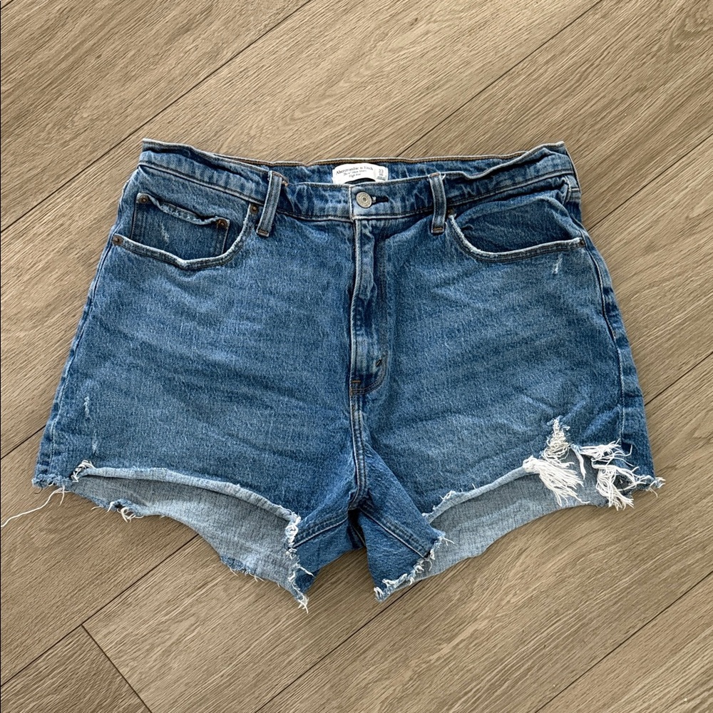 Abercrombie & Fitch Distressed Blue Denim Jean Shorts